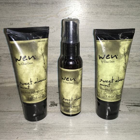 Wen Sweet Almond Mint Hair Styling Set Anti Frizz Creme Conditioner Mist SEALED - Picture 1 of 6